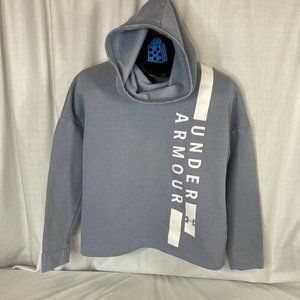 Under Armour Loose Fit Hoodie Pullover Gray Spell Out Small Unisex Women Men Kid